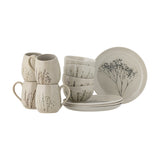 Bea Crackle Stoneware Breakfast Set of 12 - Cream