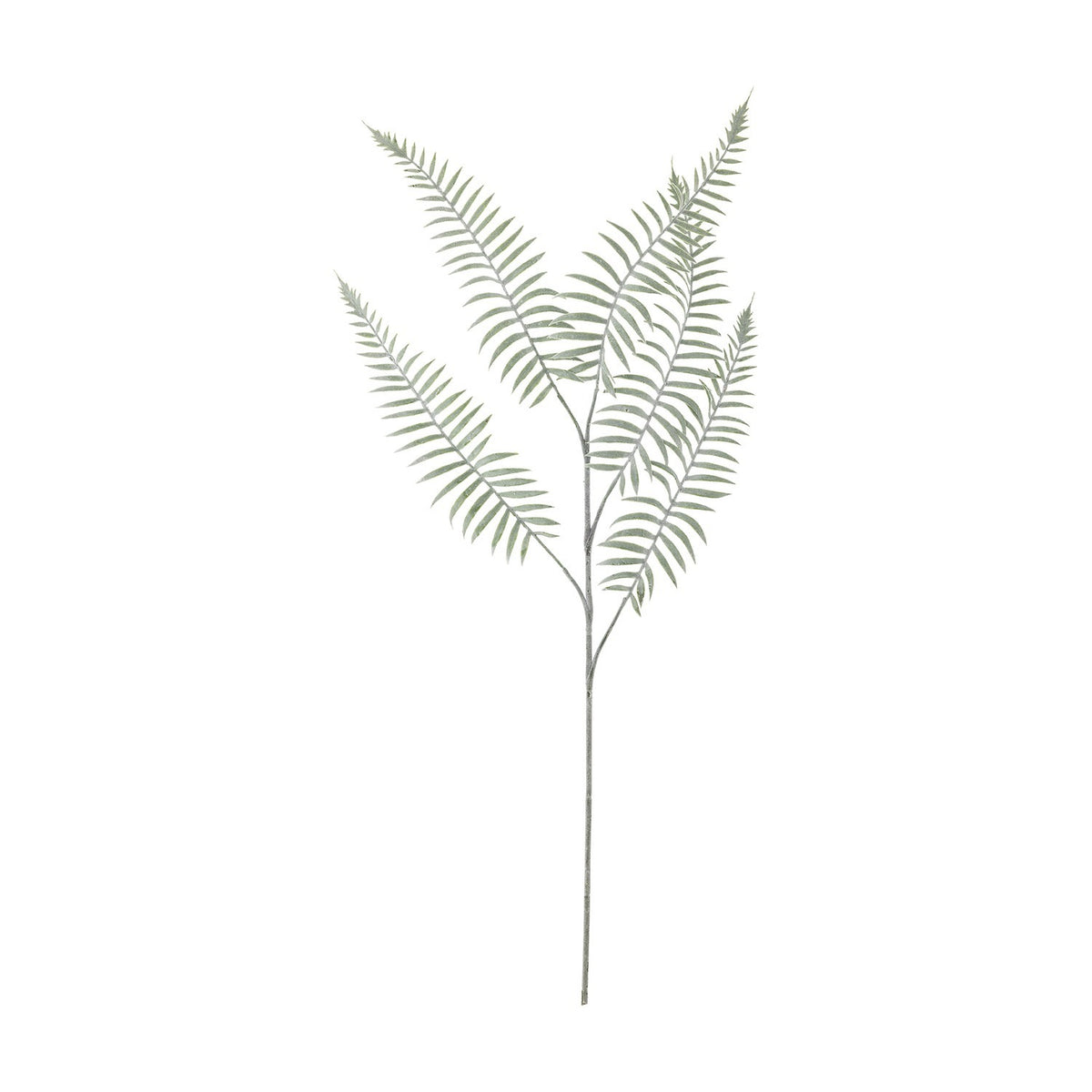 Sago Artificial Stem in Green, a single branching stalk with arching fern-like fronds lined with narrow leaflets, shown against a plain white background.