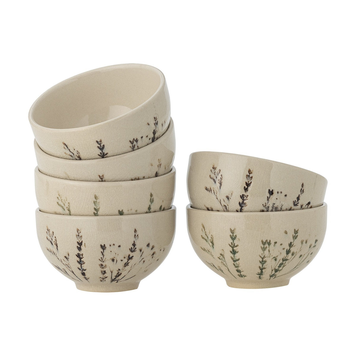 Bea Crackle Stoneware Bowls 11.5cm Set of 6 - Cream