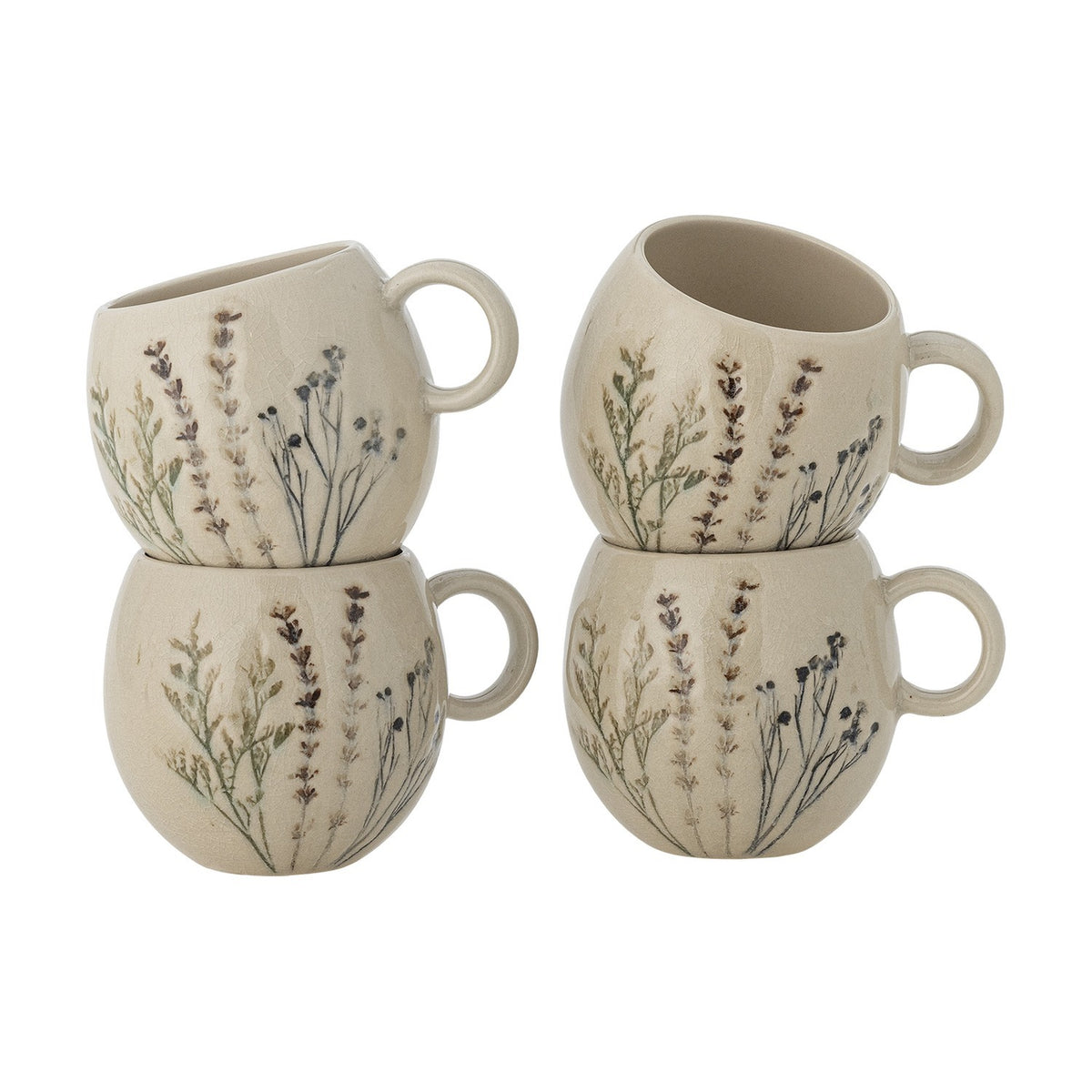 Bea Crackle Stoneware Cups 250ml Set of 4 - Cream