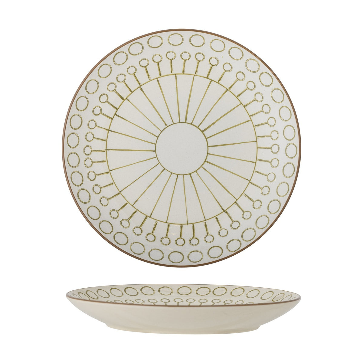 Maple Geometric Stoneware Dinner Plate - Cream