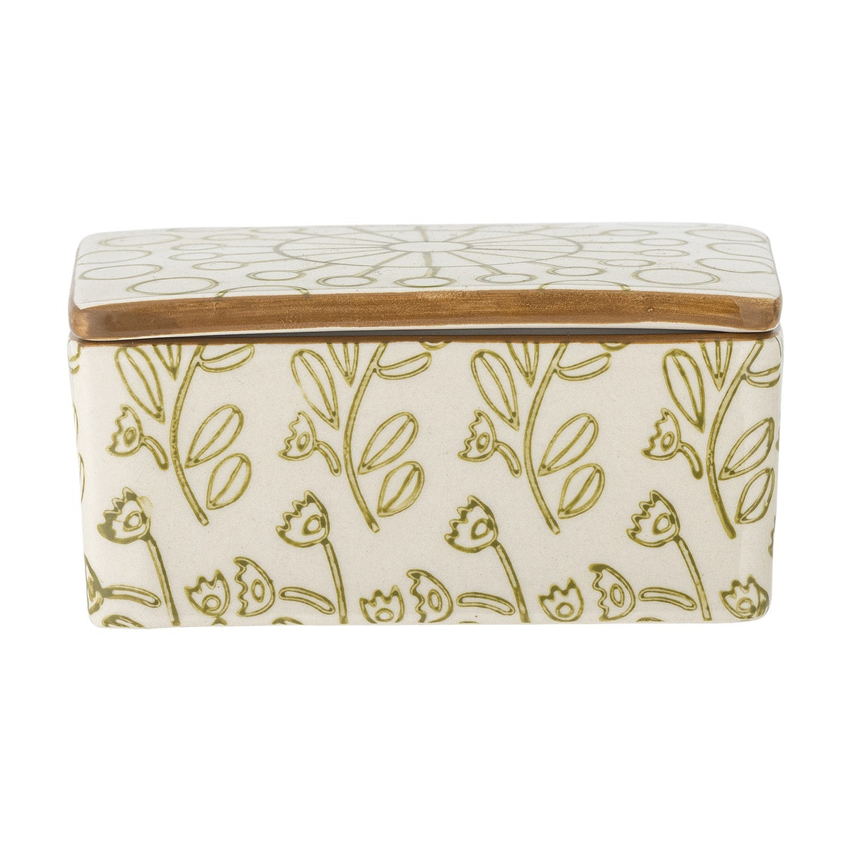 Maple Floral Stoneware Butter Dish - Cream