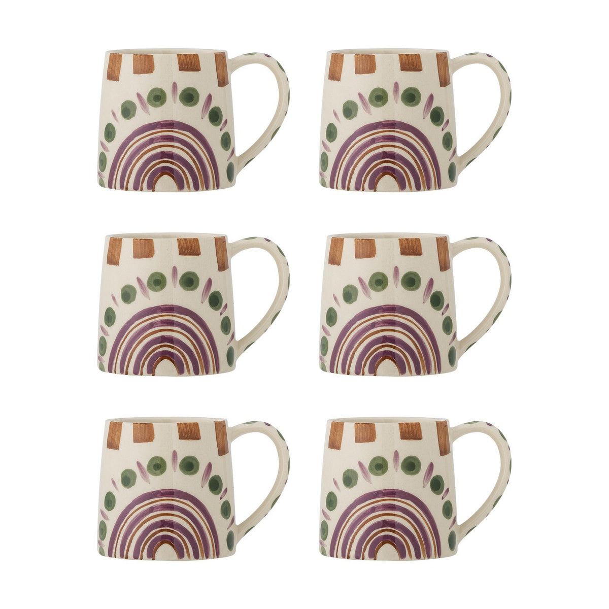 Shama Stoneware Cups 270ml Set of 6 - Multi