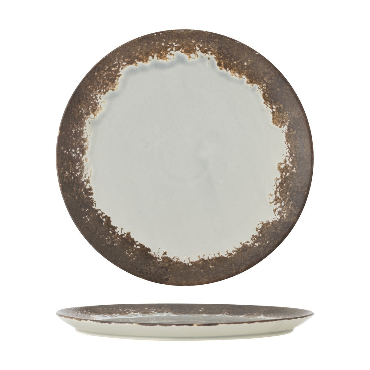 Paula Crackle Stoneware Dinner Plate - Grey
