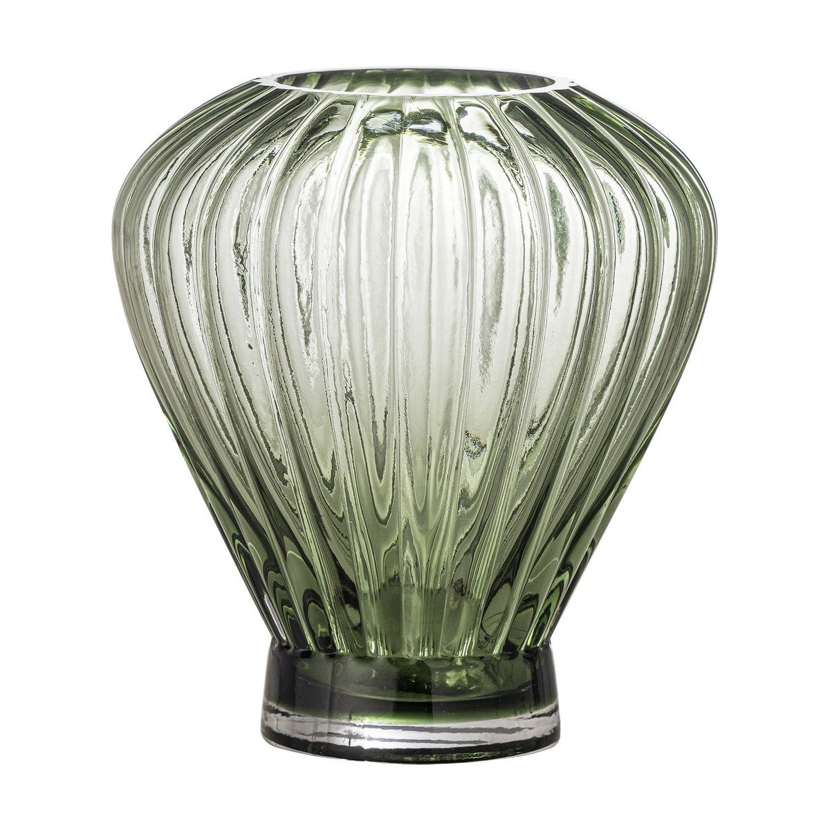 Reeve Ribbed Glass Vase 18cm - Green