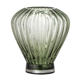 Reeve Ribbed Glass Vase 18cm - Green