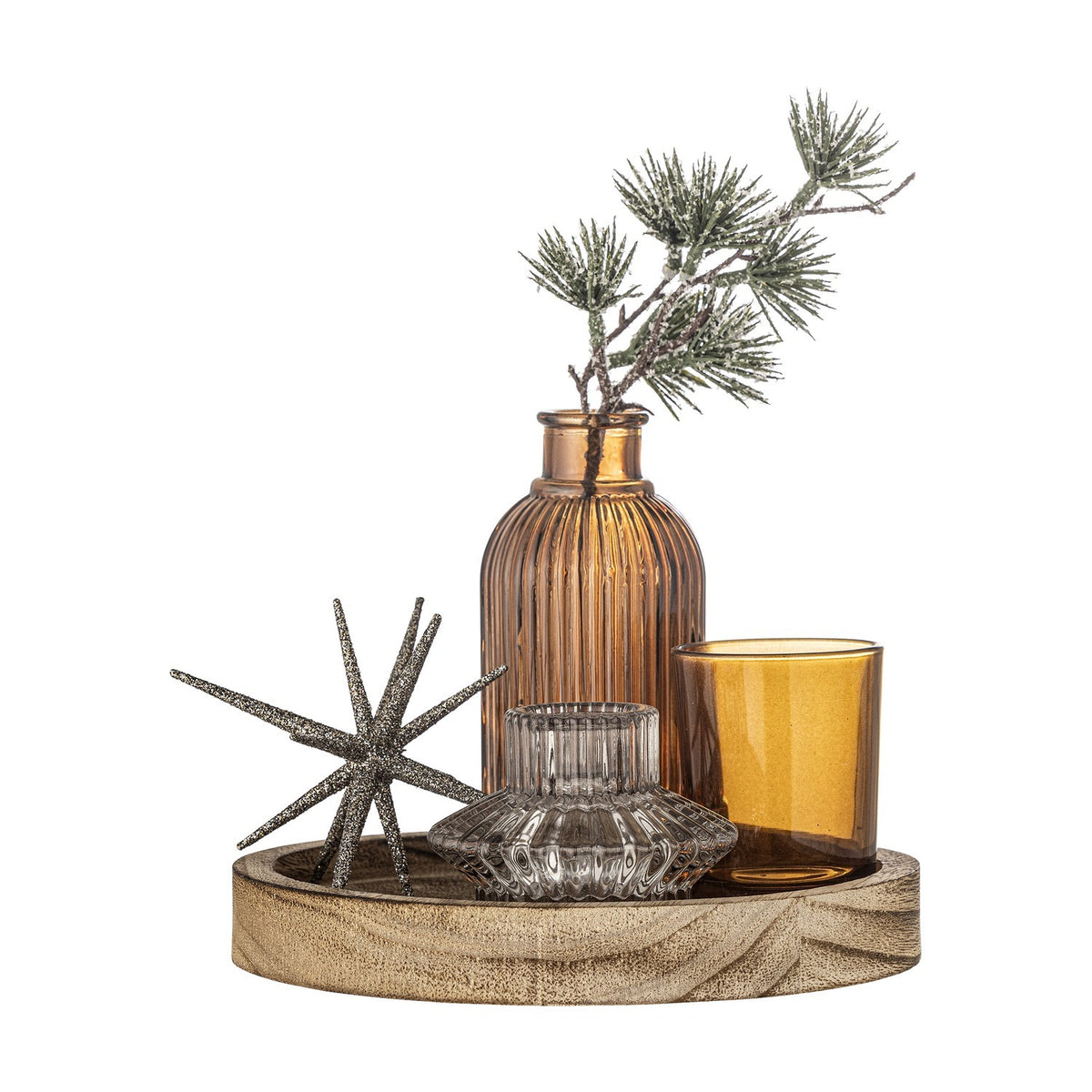 Sanga Star Christmas Trays with Tealight Holders Set of 6 - Brown