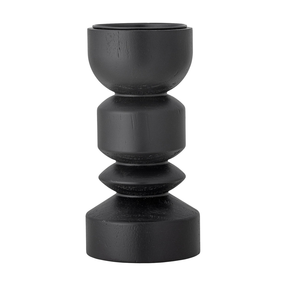Bowen Wooden Candle Holder - Black