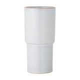 Marji Speckled Stoneware Vase in white, 24cm, with a stepped two-tier cylindrical form and subtle speckled glaze, shown on a plain white background.