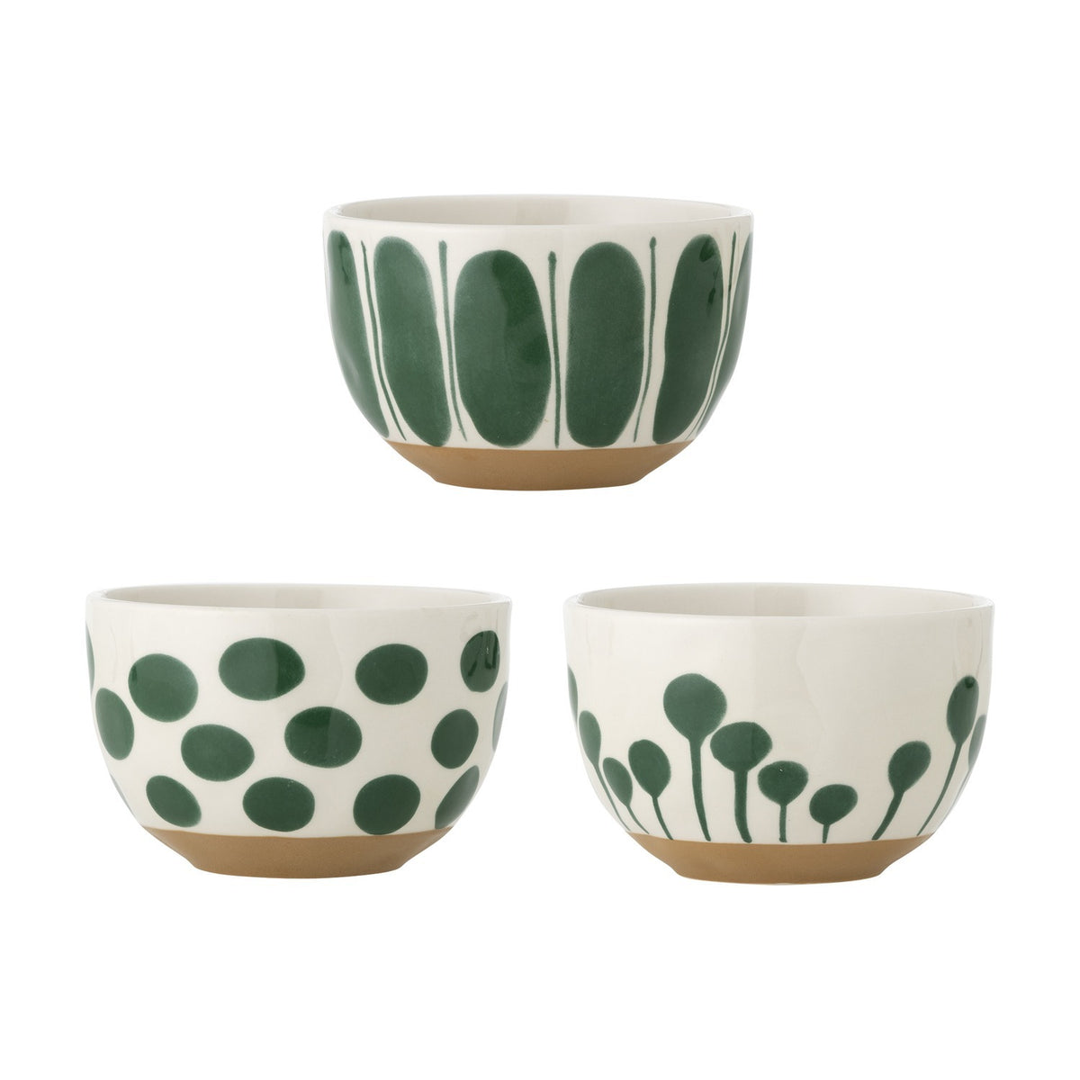 Linora Stoneware Bowls 12.5cm Set of 3 - Green