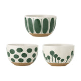 Linora Stoneware Bowls 12.5cm Set of 3 - Green