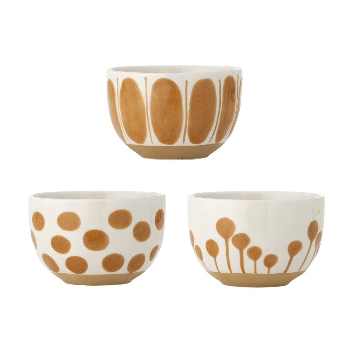 Linora Stoneware Bowls 12.5cm Set of 3 - Brown