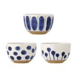 Linora Dotted Stoneware Bowls 12.5cm Set of 3 - Blue