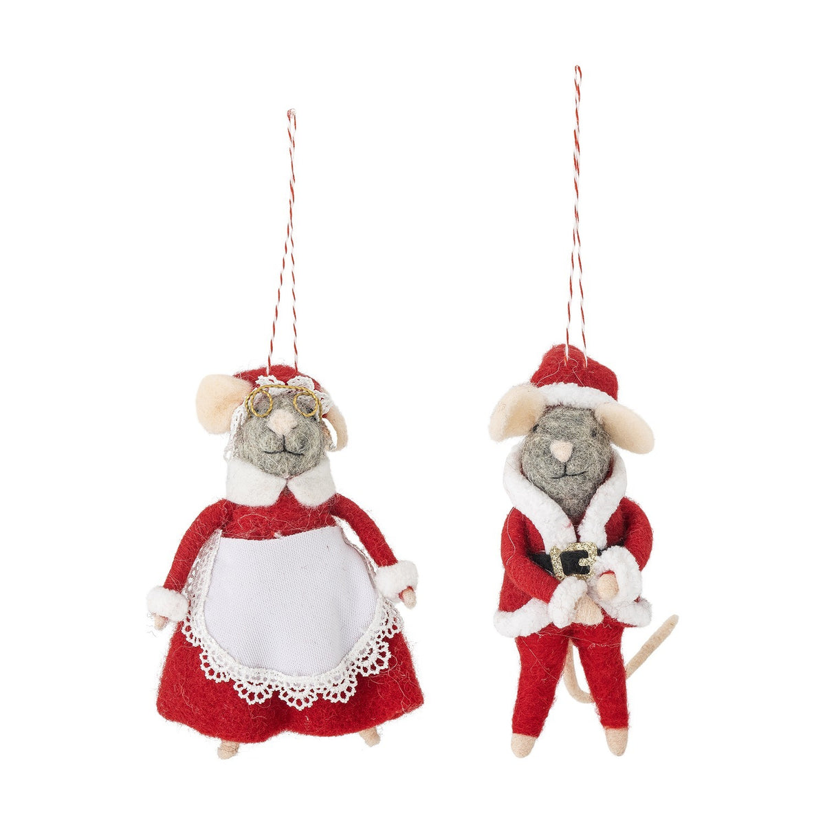 Peo Wool Christmas Tree Decorations 12cm Set of 2 - Red