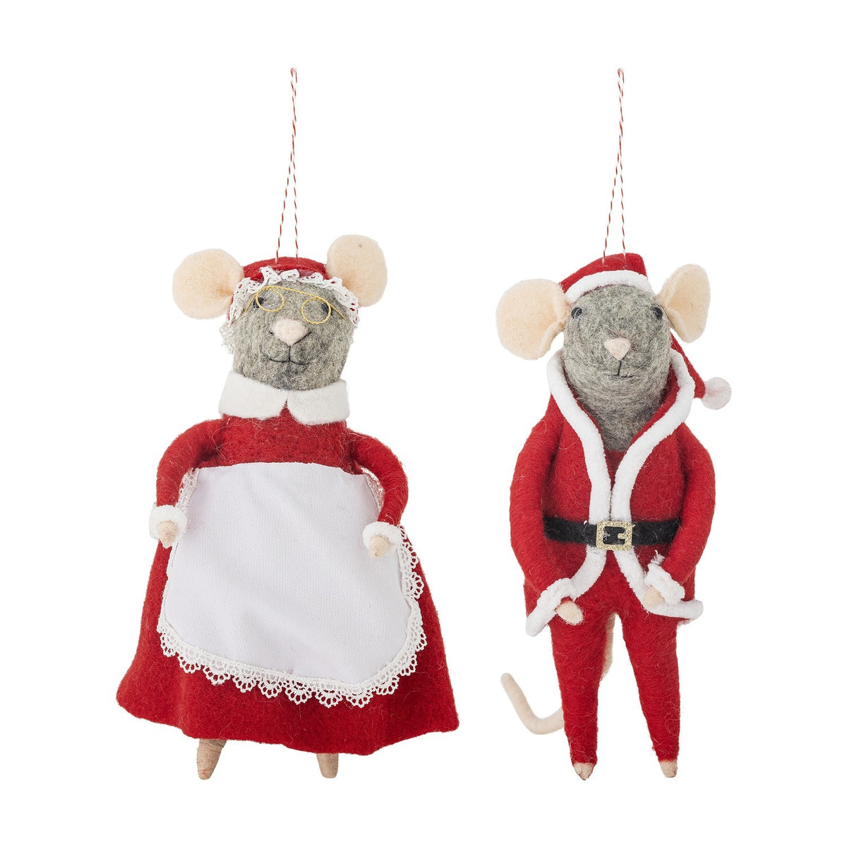Peo Wool Christmas Tree Decorations 23cm Set of 2 - Red