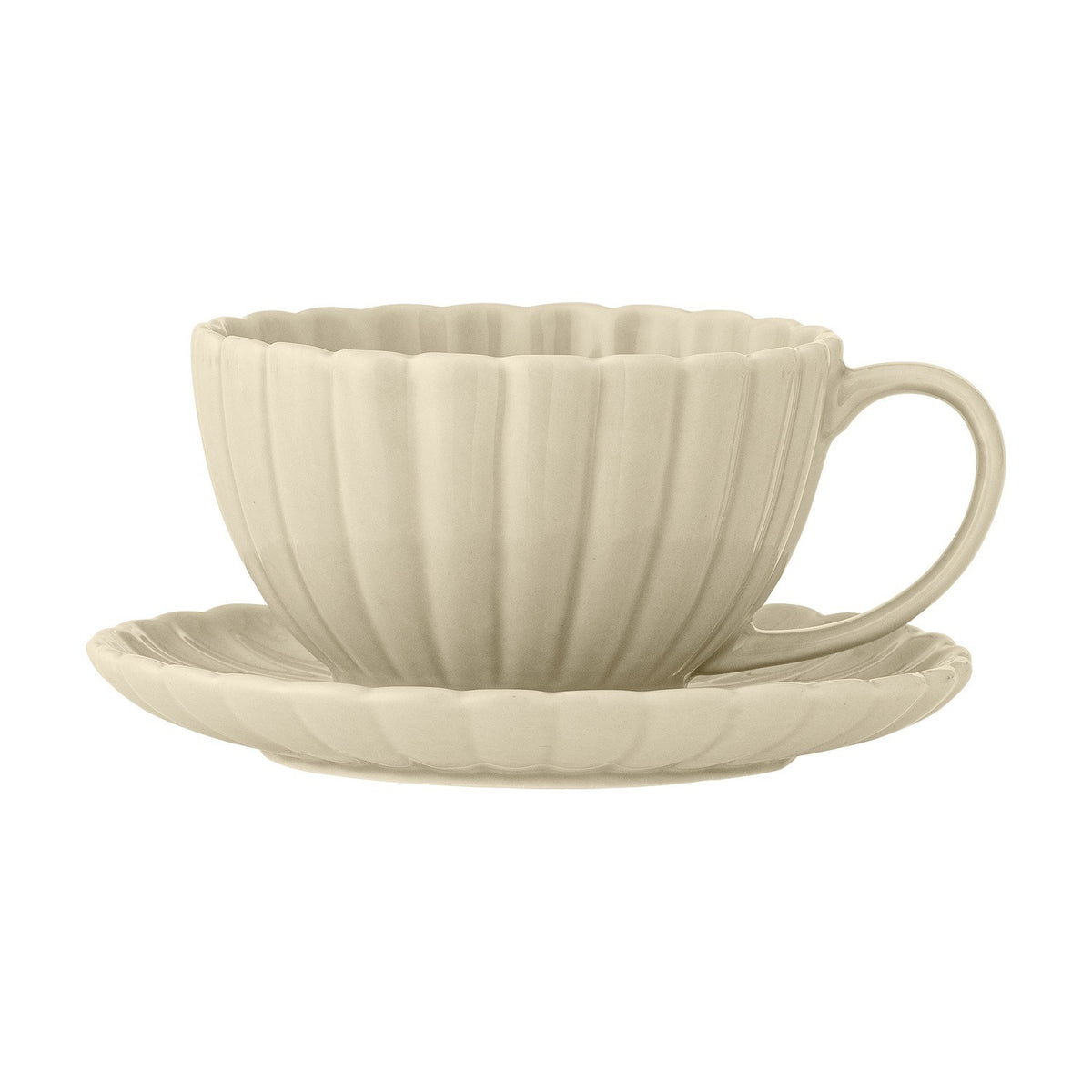 Latina Wavy Stoneware Cup & Saucer 220ml - Cream