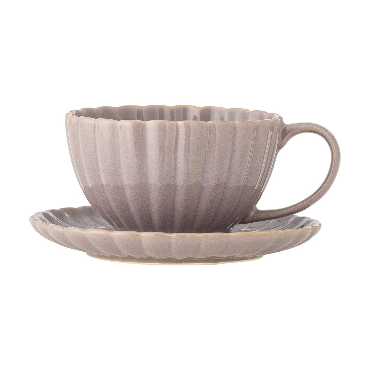 Latina Fluted Stoneware Cup & Saucer 220ml - Pink