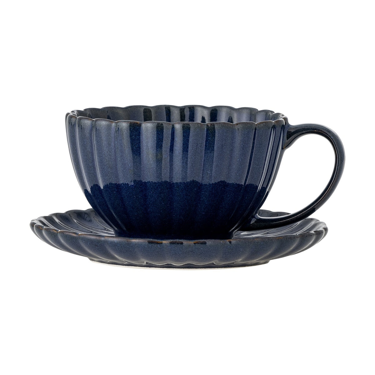 Latina Wavy Stoneware Cup & Saucer 220ml - Blue