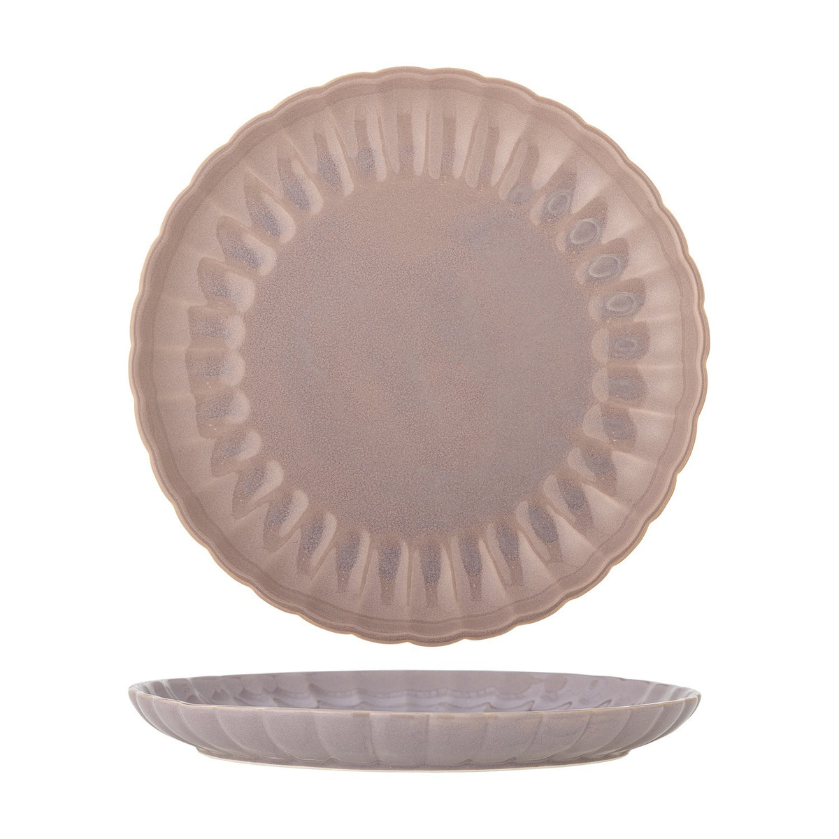 Latina Fluted Stoneware Dinner Plate - Pink