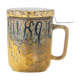 Yuma Stoneware Tea Mug with Lid & Strainer 250ml - Yellow