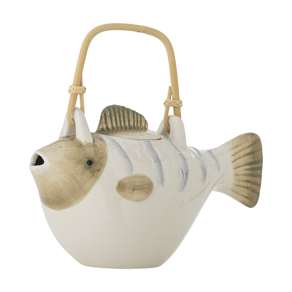 Wrenna Fish Stoneware Teapot with Strainer 800ml - Cream