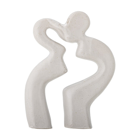 Sainab Stoneware Ornament in white, an abstract ceramic sculpture of two curved figures leaning together with a rounded head, shown on a plain white background.