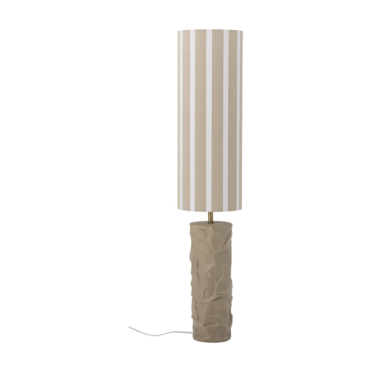 Jani Striped Stoneware Floor Lamp with Linen Shade - Beige