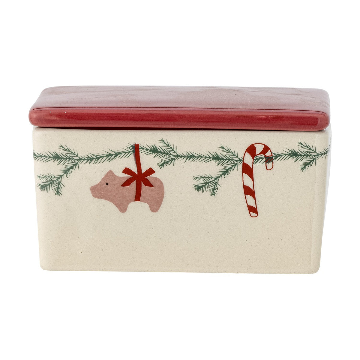 Yule Stoneware Christmas Butter Dish - Cream