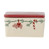 Yule Stoneware Christmas Butter Dish - Cream