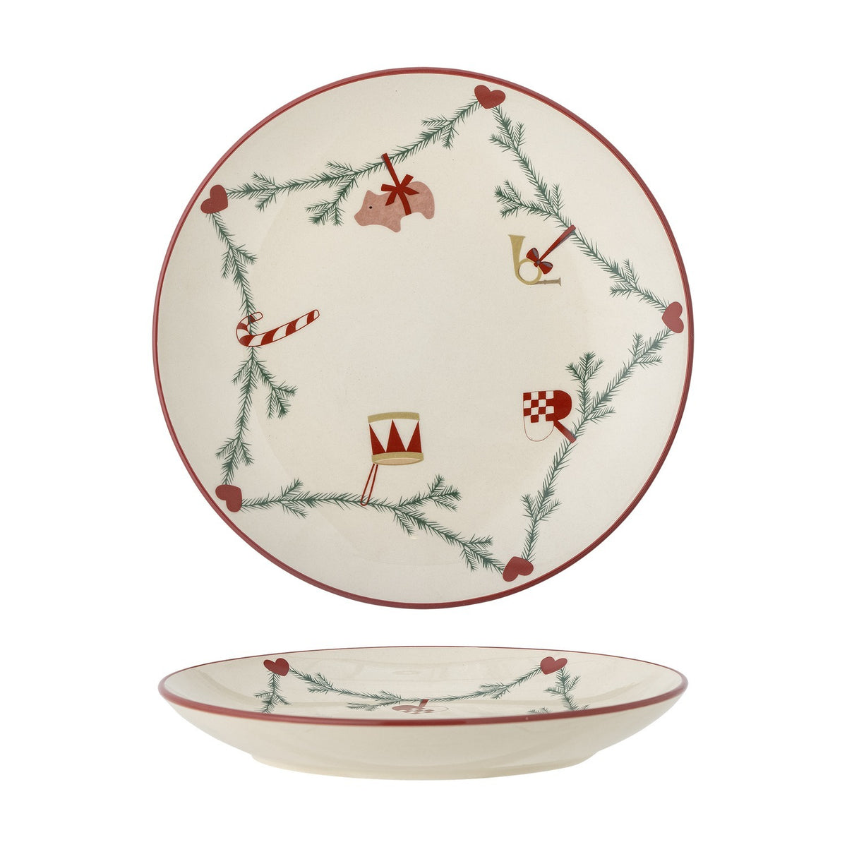 Yule Stoneware Christmas Dinner Plate - Cream