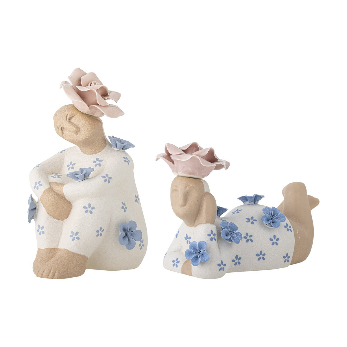 Floriella Floral Stoneware Ornaments Set of 2 - Multi