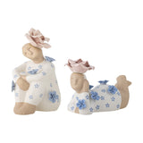 Floriella Floral Stoneware Ornaments Set of 2 - Multi
