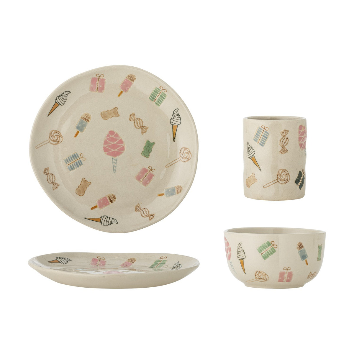 Sweets Stoneware Kids Dinner Set of 3 - Cream