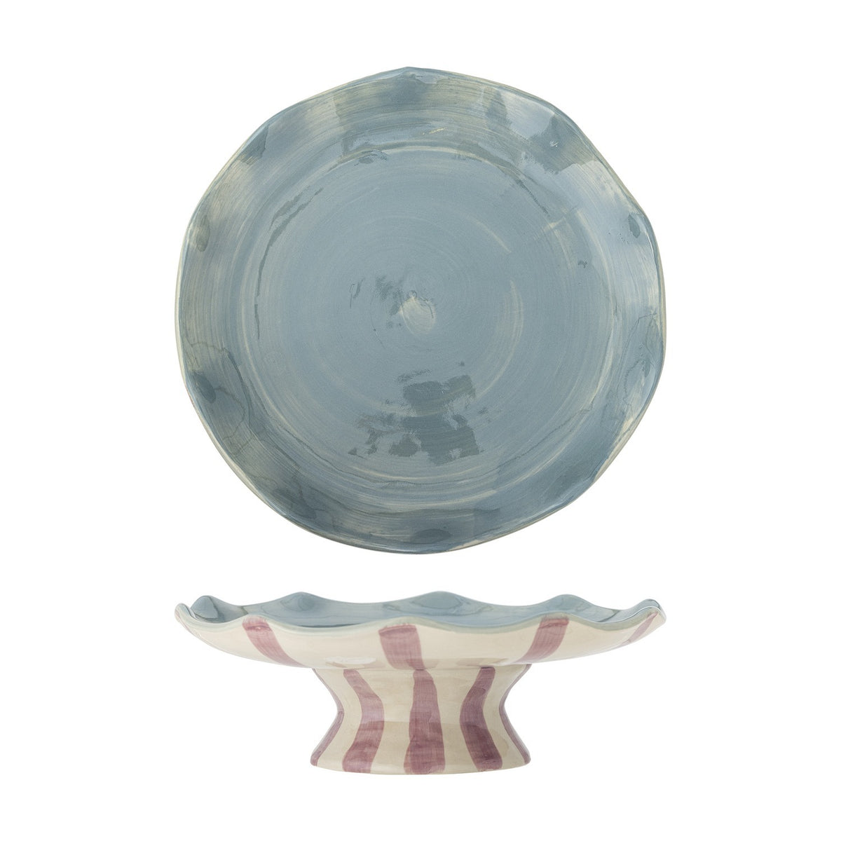 Willa Striped Stoneware Cake Stand - Multi