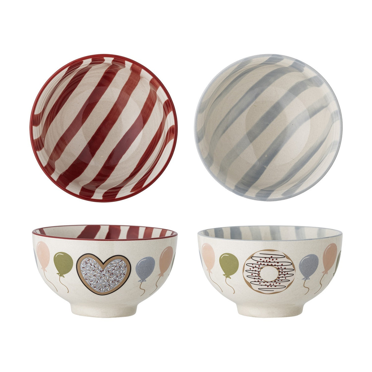 Darby Striped Stoneware Bowls 13.5cm Set of 2 - Multi