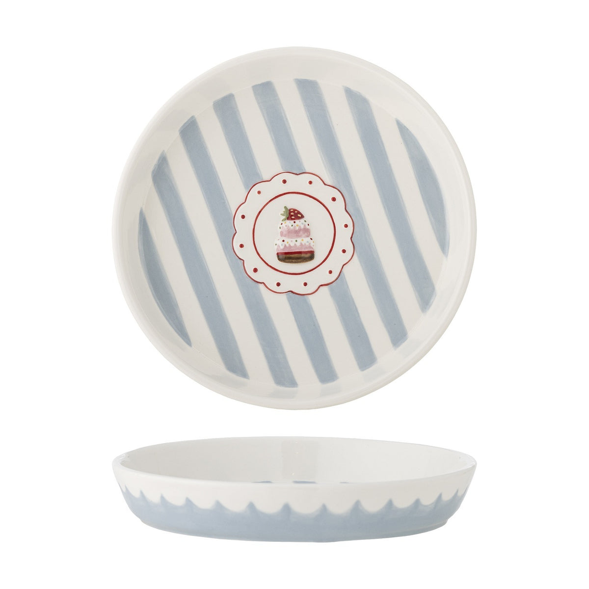 Lively Striped Stoneware Platter - Blue