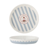 Lively Striped Stoneware Platter - Blue