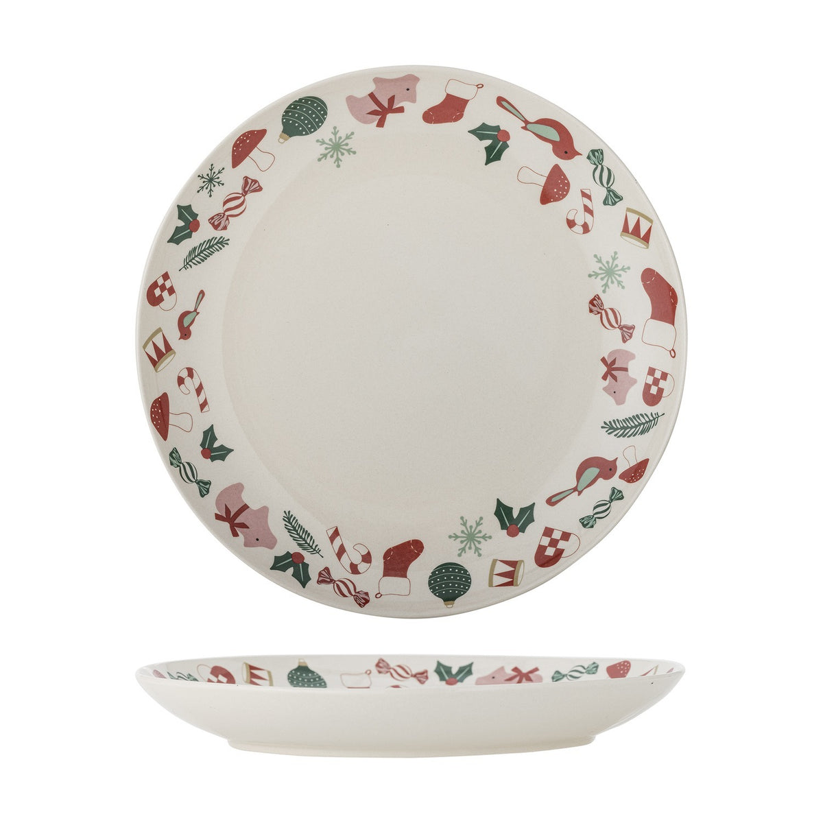 Yule Stoneware Christmas Platter - Cream