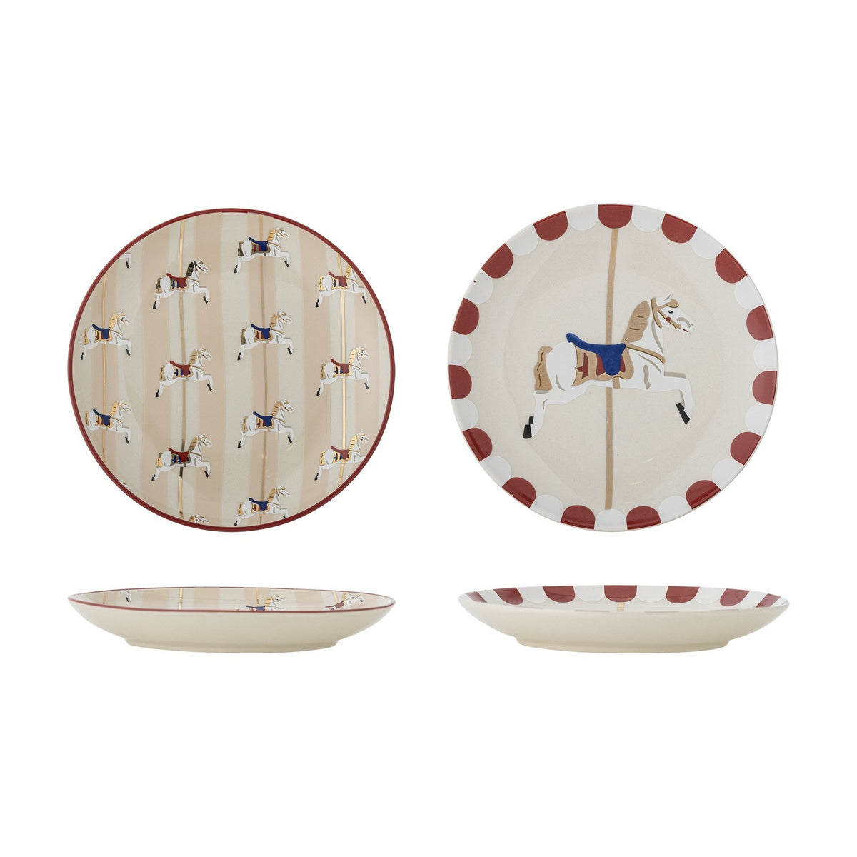 Merry-go-round Stoneware Christmas Plates Set of 2 - Multi