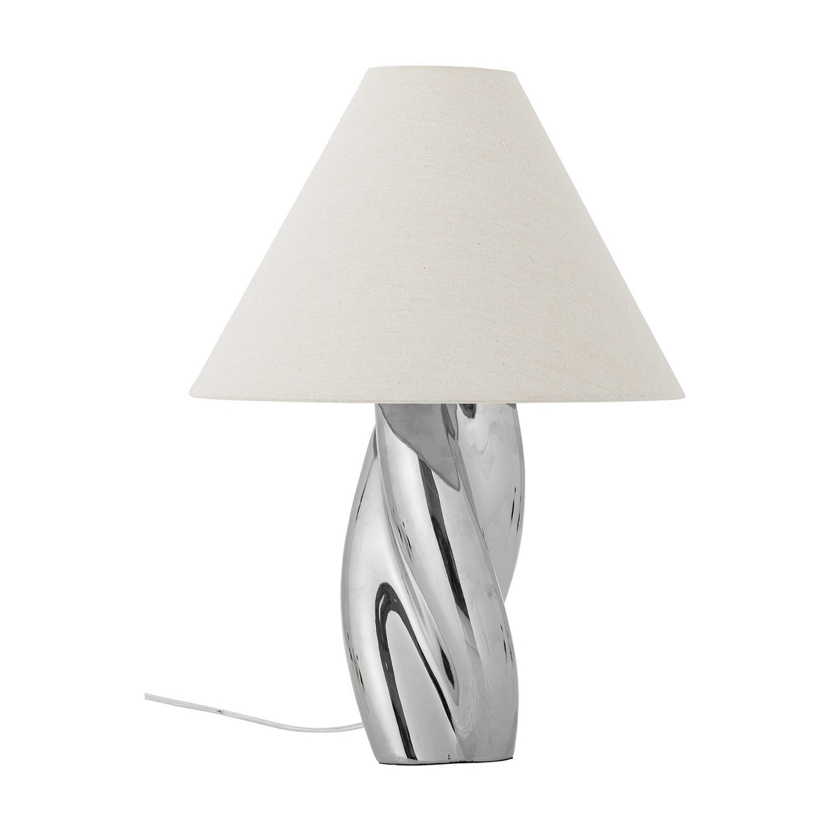 Silva Stoneware Table Lamp with Linen Shade - Silver
