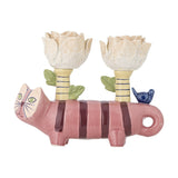 Missy Cat Stoneware Candle Holder - Pink