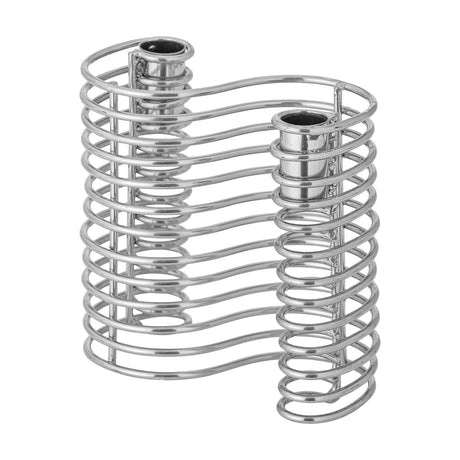 Wavela Wavy Iron Candle Holder in silver, with coiled S-shaped metal rows forming two candle cups, shown on a plain white background.