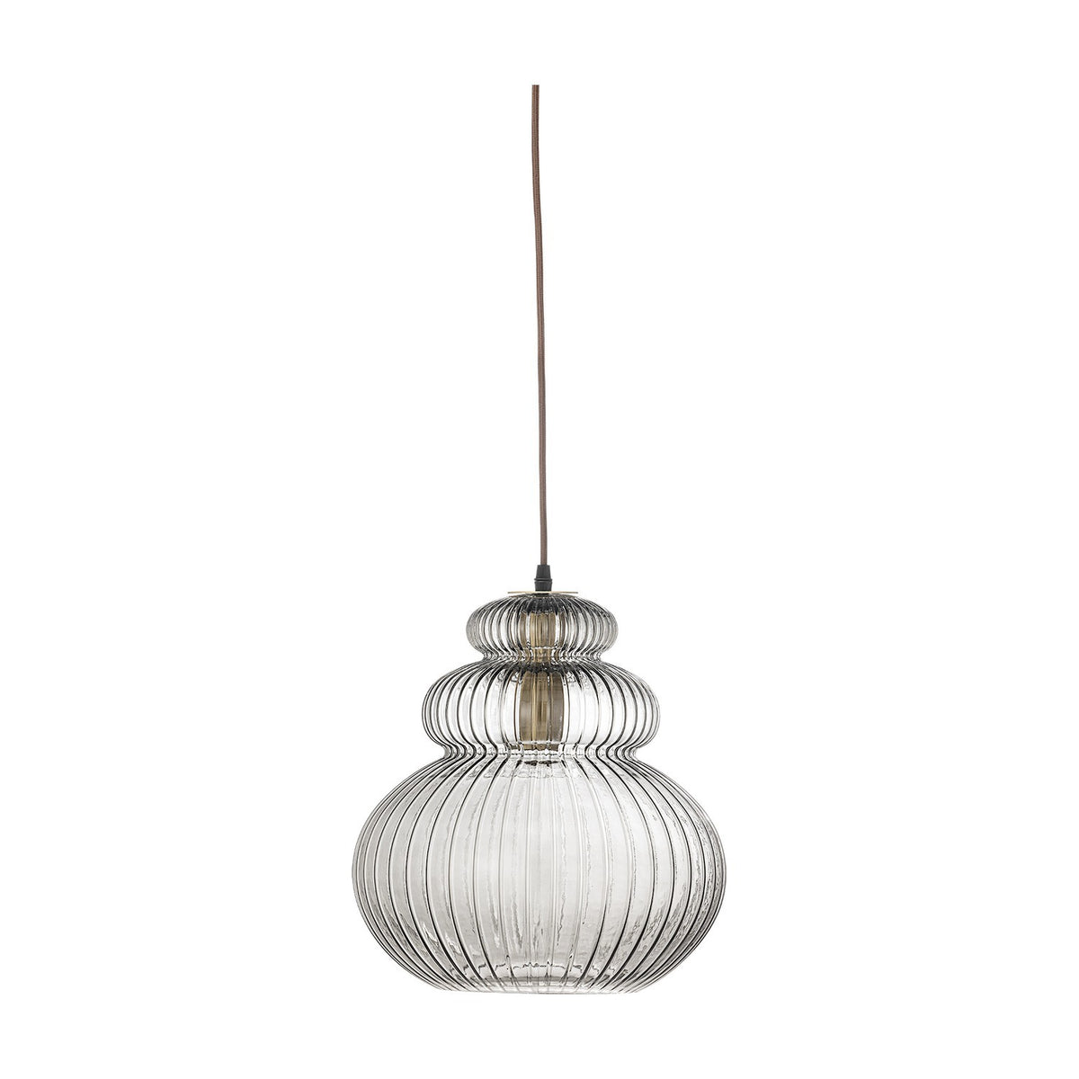 Sybia Ribbed Glass Pendant Light - Grey