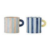 Phoenix Striped Stoneware Mugs 250ml Set of 2 - Multi