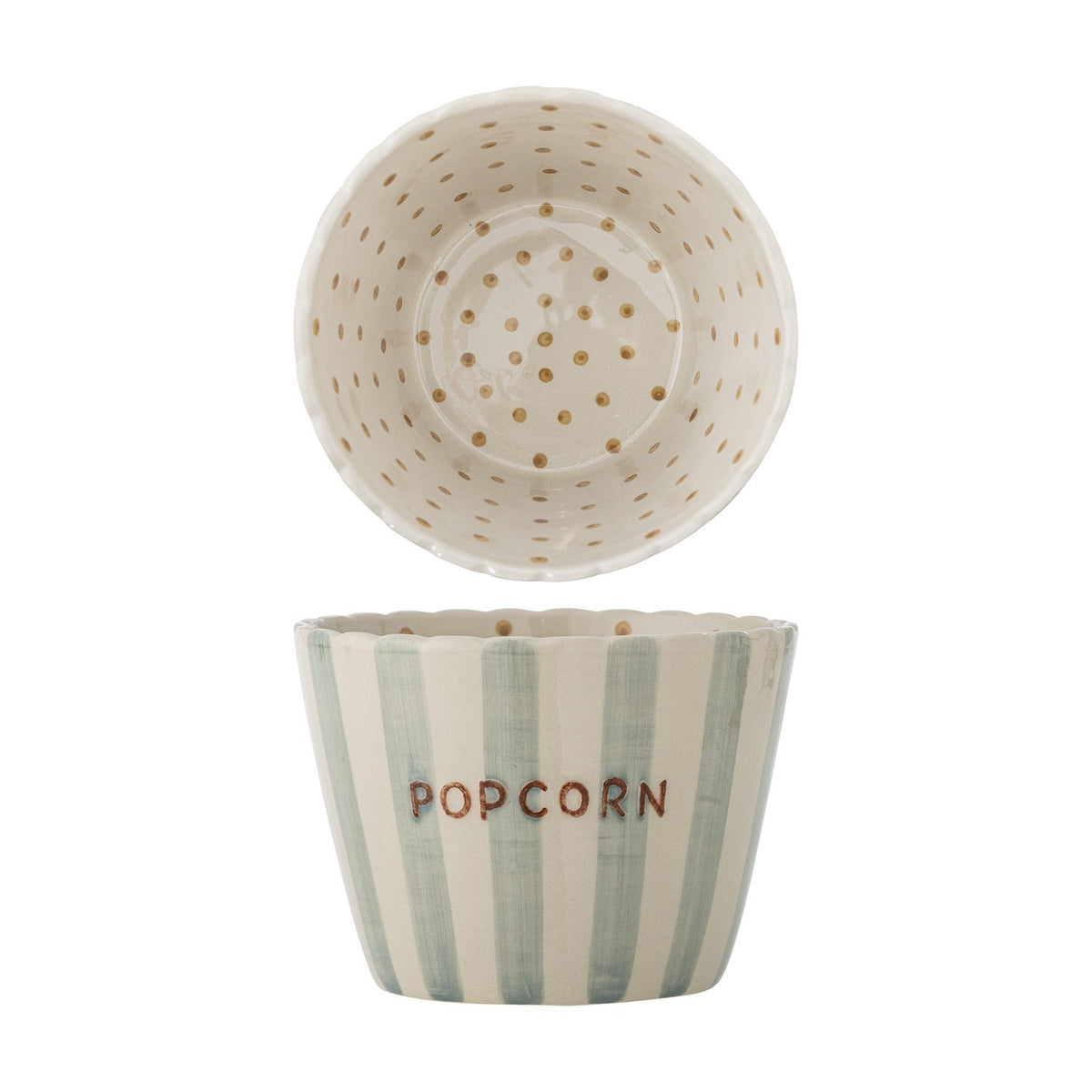 Chip Striped Stoneware Bowl 17.5cm - Cream