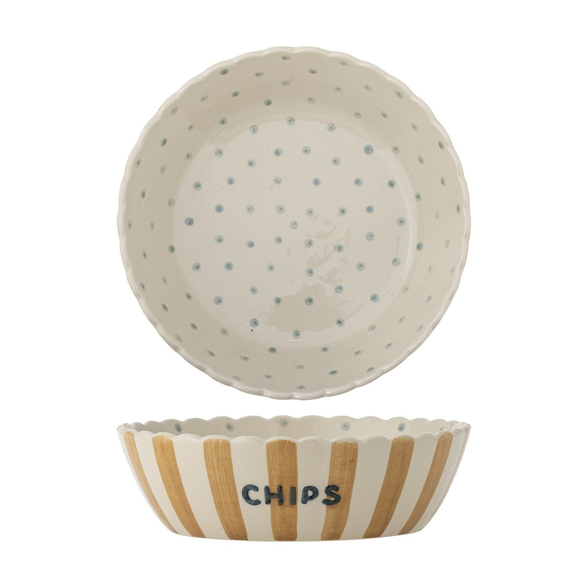 Chip Striped Stoneware Bowl 24cm - Yellow