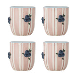 Carry Striped Stoneware Cups 235ml Set of 4 - Pink
