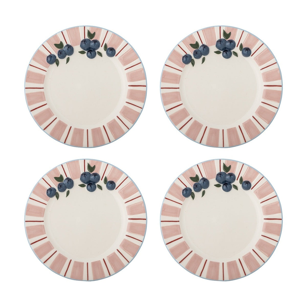 Carry Striped Stoneware Side Plates Set of 4 - Pink