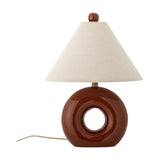 Panja Stoneware Table Lamp with Linen Shade - Rust