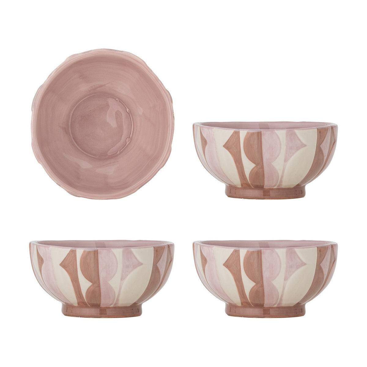 Saul Stoneware Bowls 12.5cm Set of 4 - Pink